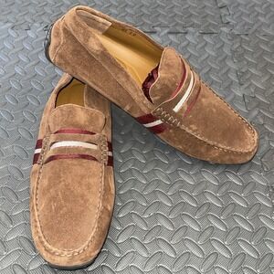 BALLY Pietro Brown Suede Driver Loafers Size 13 Made In Italy Calfskin Lining